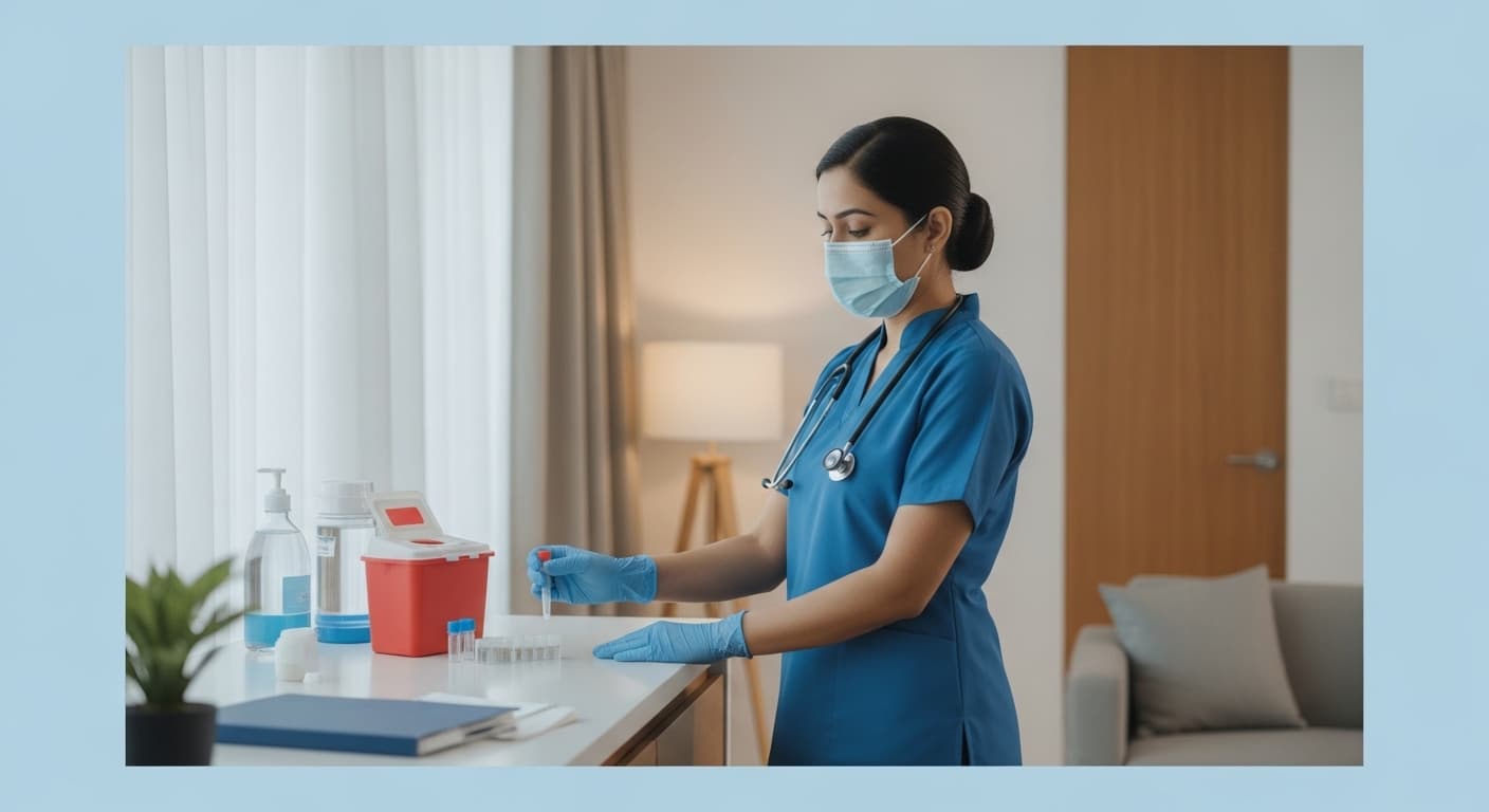 Professional phlebotomist performing JCRL home collection